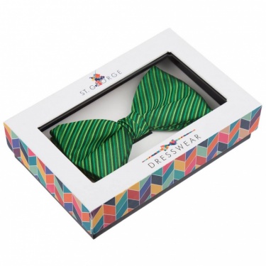 Plain Green Bow Tie with Diagonal Stripe
